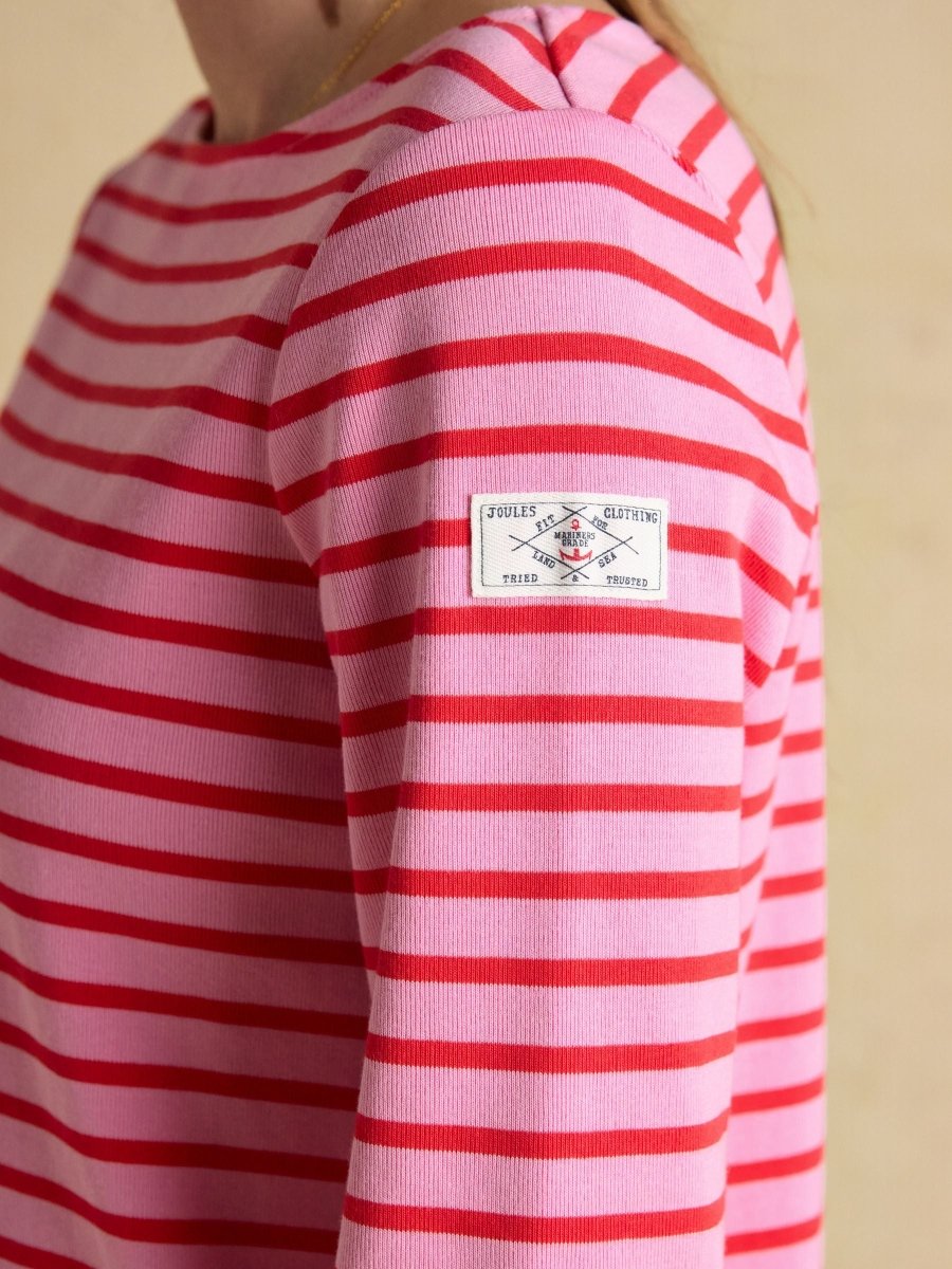Harbour Pink & Red Striped Boat Neck Long Sleeve Breton Top - RUTHERFORD & Co