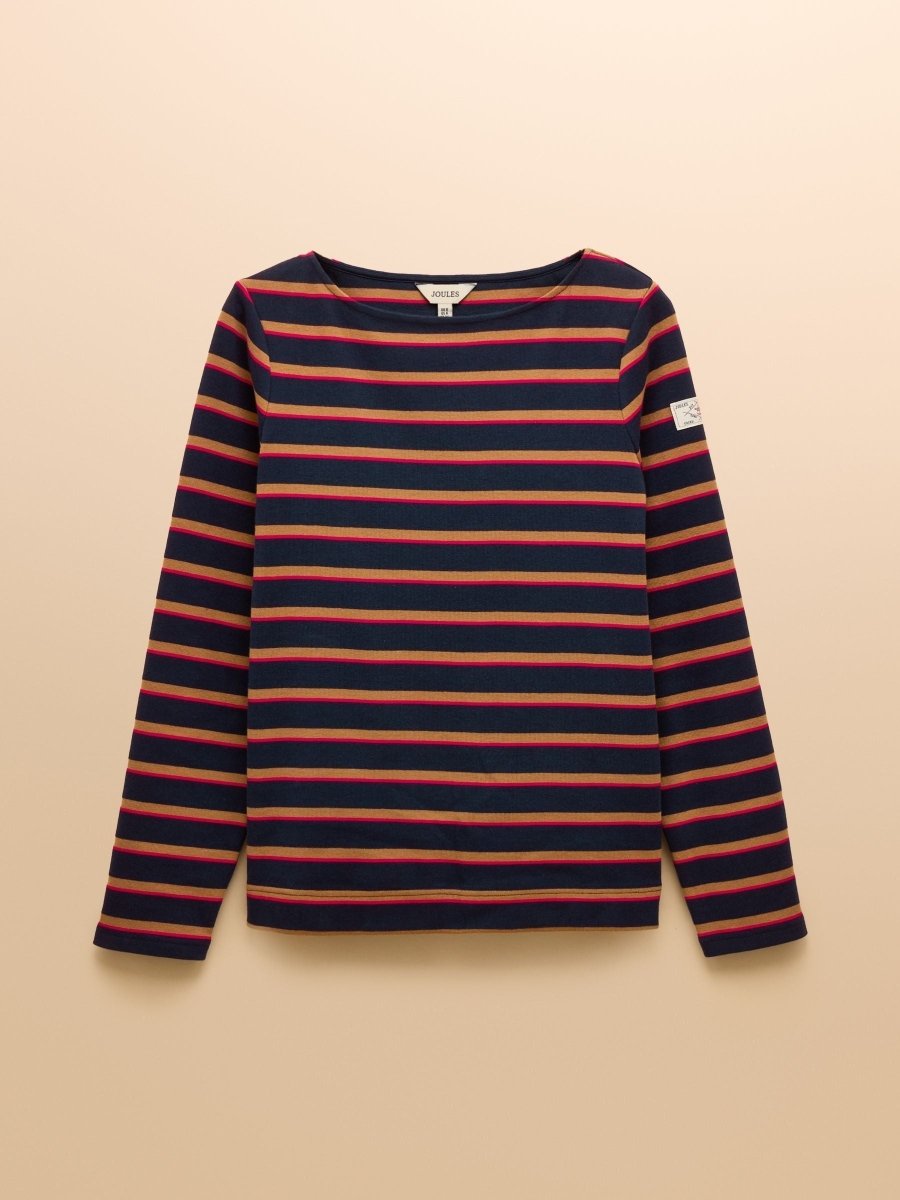 Harbour Tan/Navy Boat Neck Breton Top - RUTHERFORD & Co