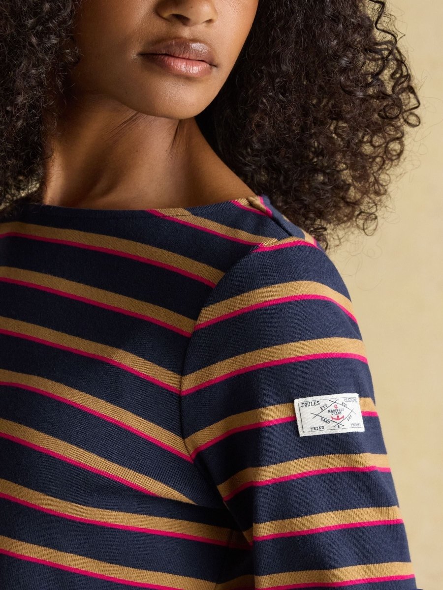 Harbour Tan/Navy Boat Neck Breton Top - RUTHERFORD & Co