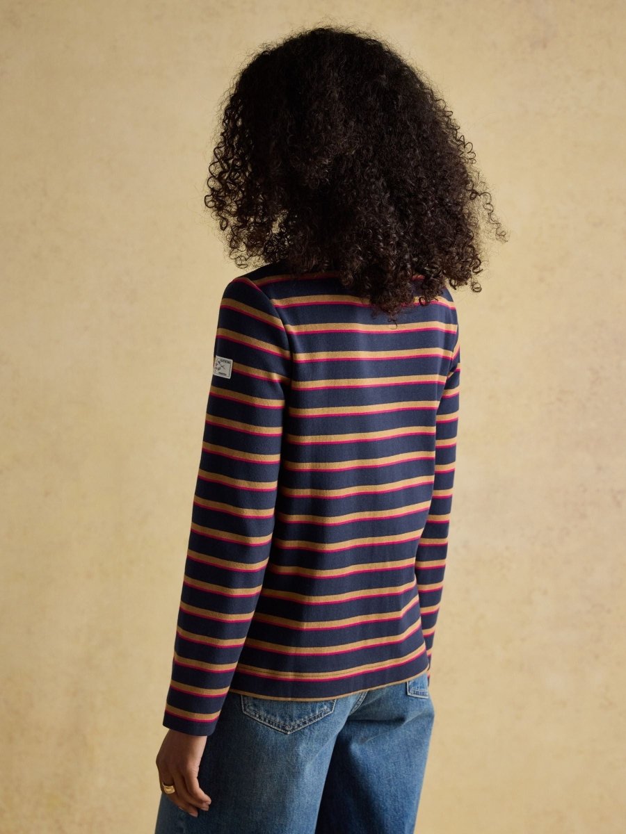 Harbour Tan/Navy Boat Neck Breton Top - RUTHERFORD & Co