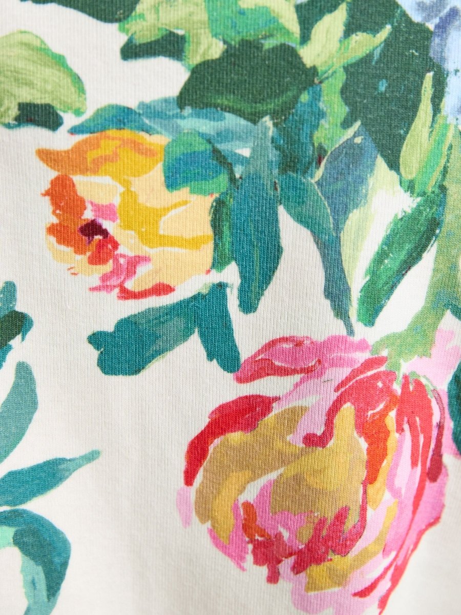 Harbour White Artist Floral Printed Boat Neck Breton Top - RUTHERFORD & Co