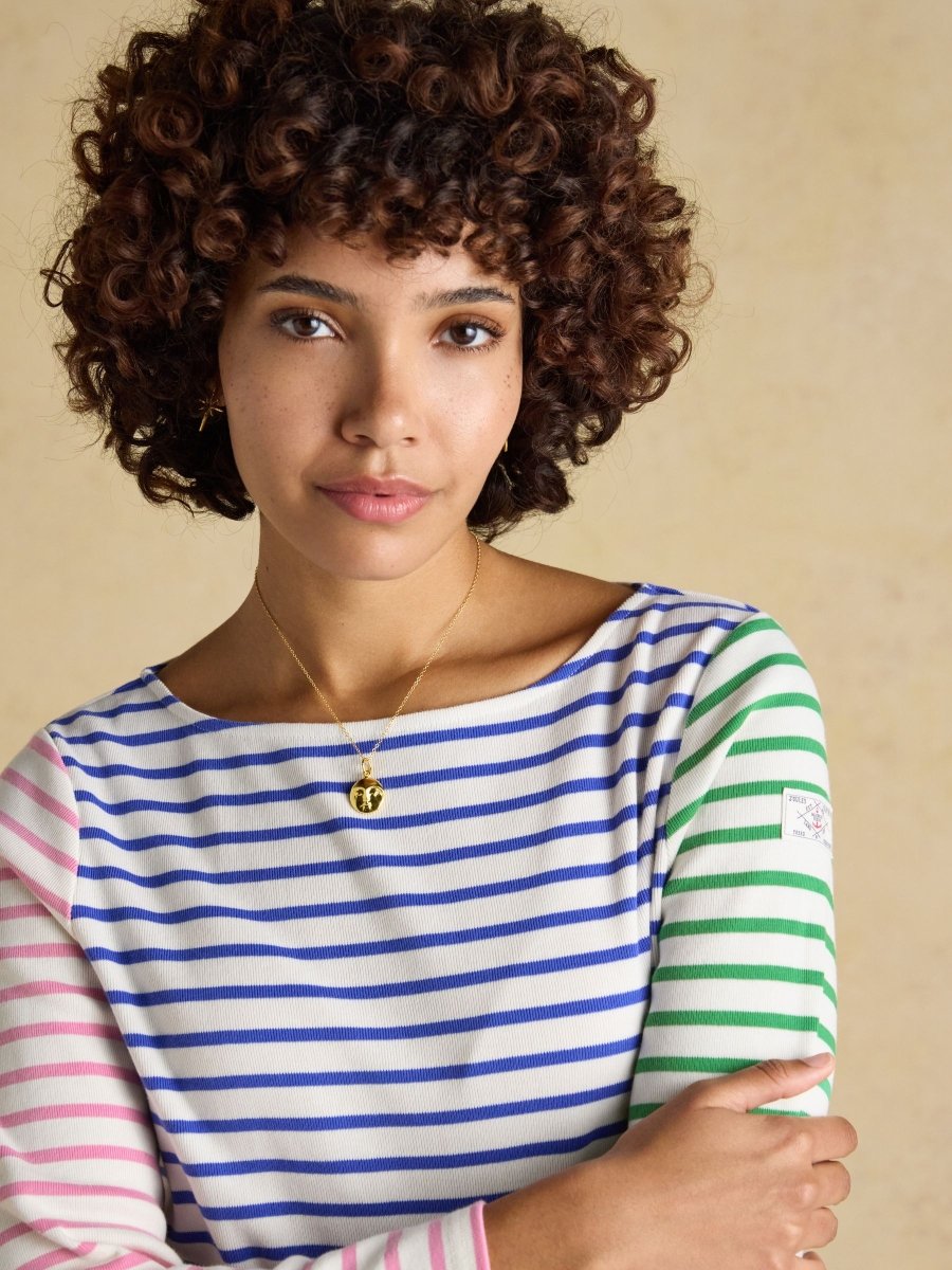 Harbour White Multi Striped Boat Neck Long Sleeve Breton Top - RUTHERFORD & Co