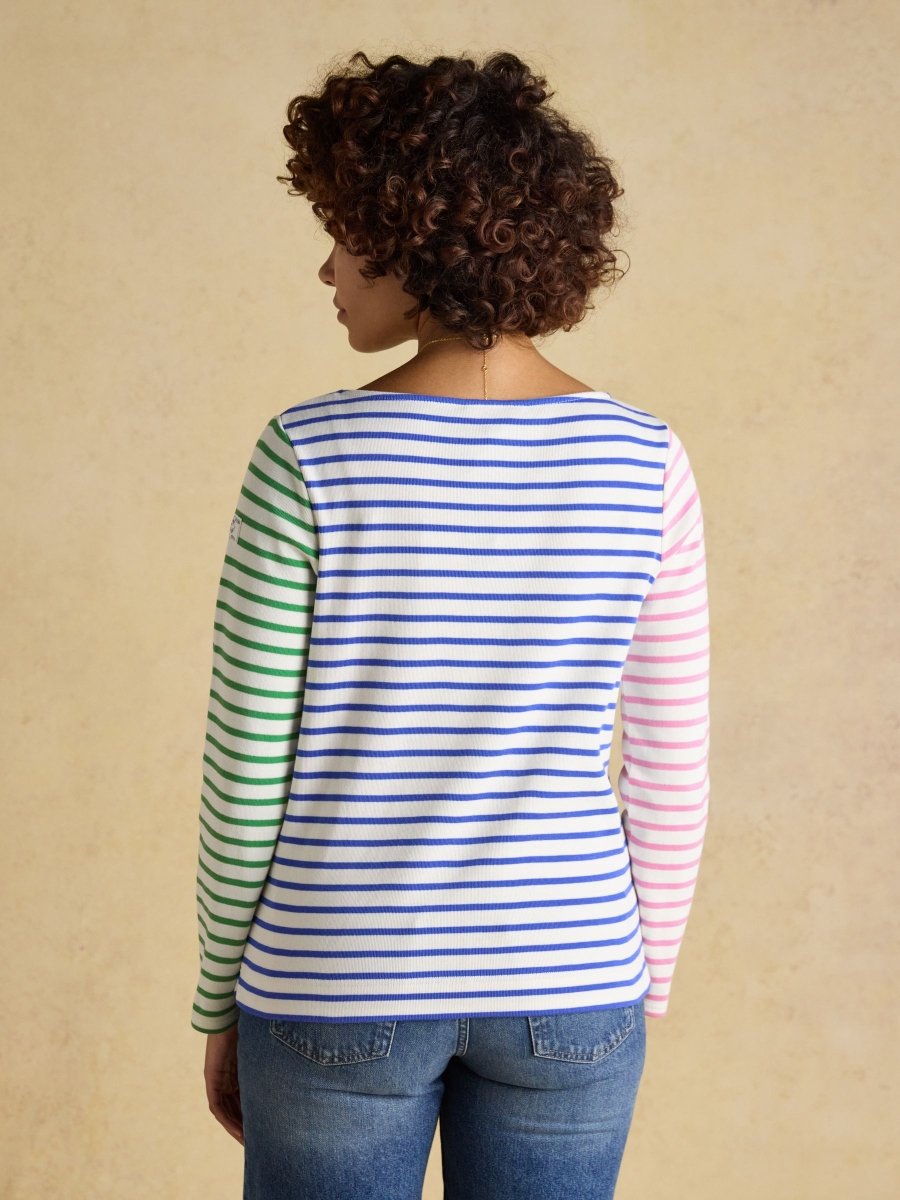 Harbour White Multi Striped Boat Neck Long Sleeve Breton Top - RUTHERFORD & Co