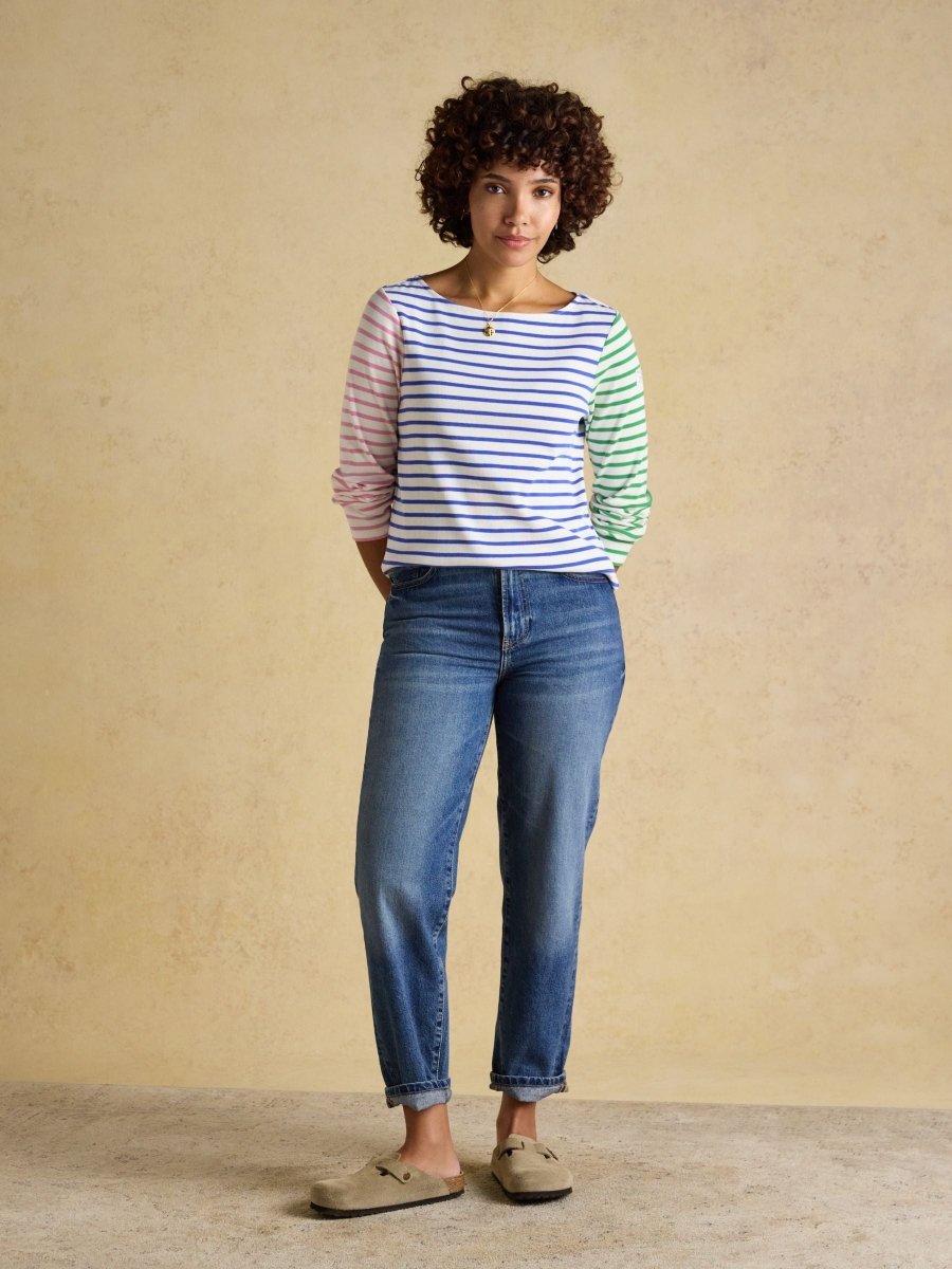 Harbour White Multi Striped Boat Neck Long Sleeve Breton Top - RUTHERFORD & Co