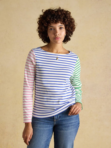 Harbour White Multi Striped Boat Neck Long Sleeve Breton Top - RUTHERFORD & Co