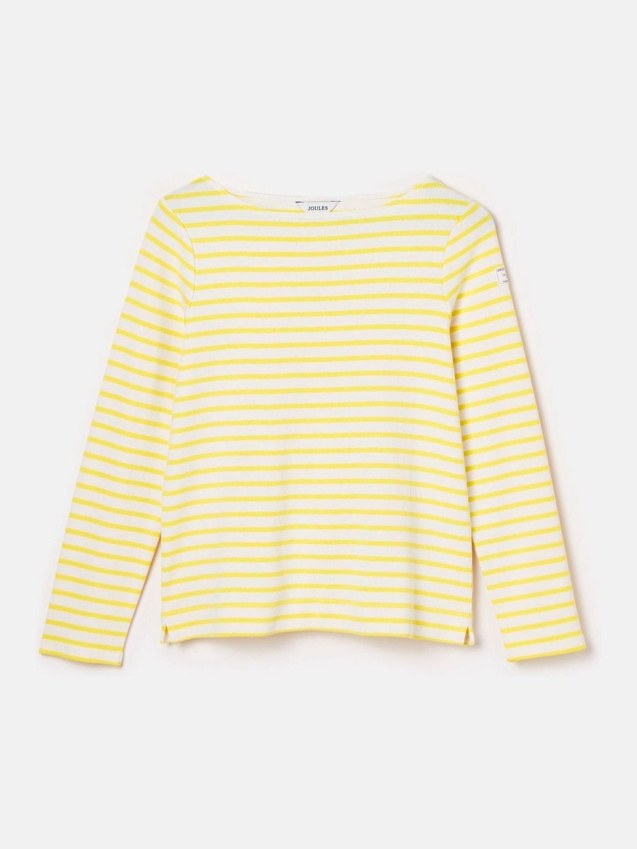 Harbour Yellow/White Boat Neck Breton Top - RUTHERFORD & Co