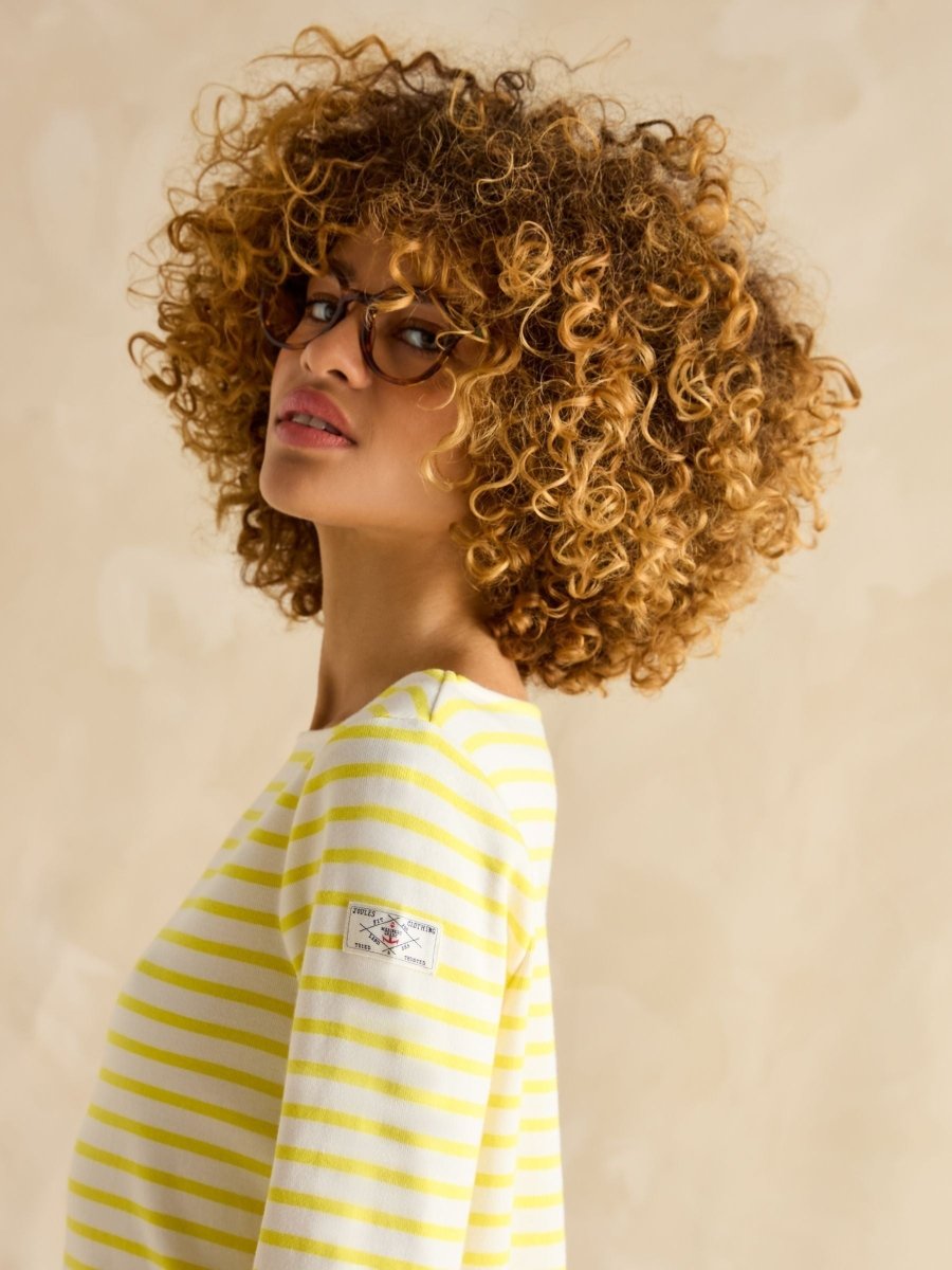 Harbour Yellow/White Boat Neck Breton Top - RUTHERFORD & Co
