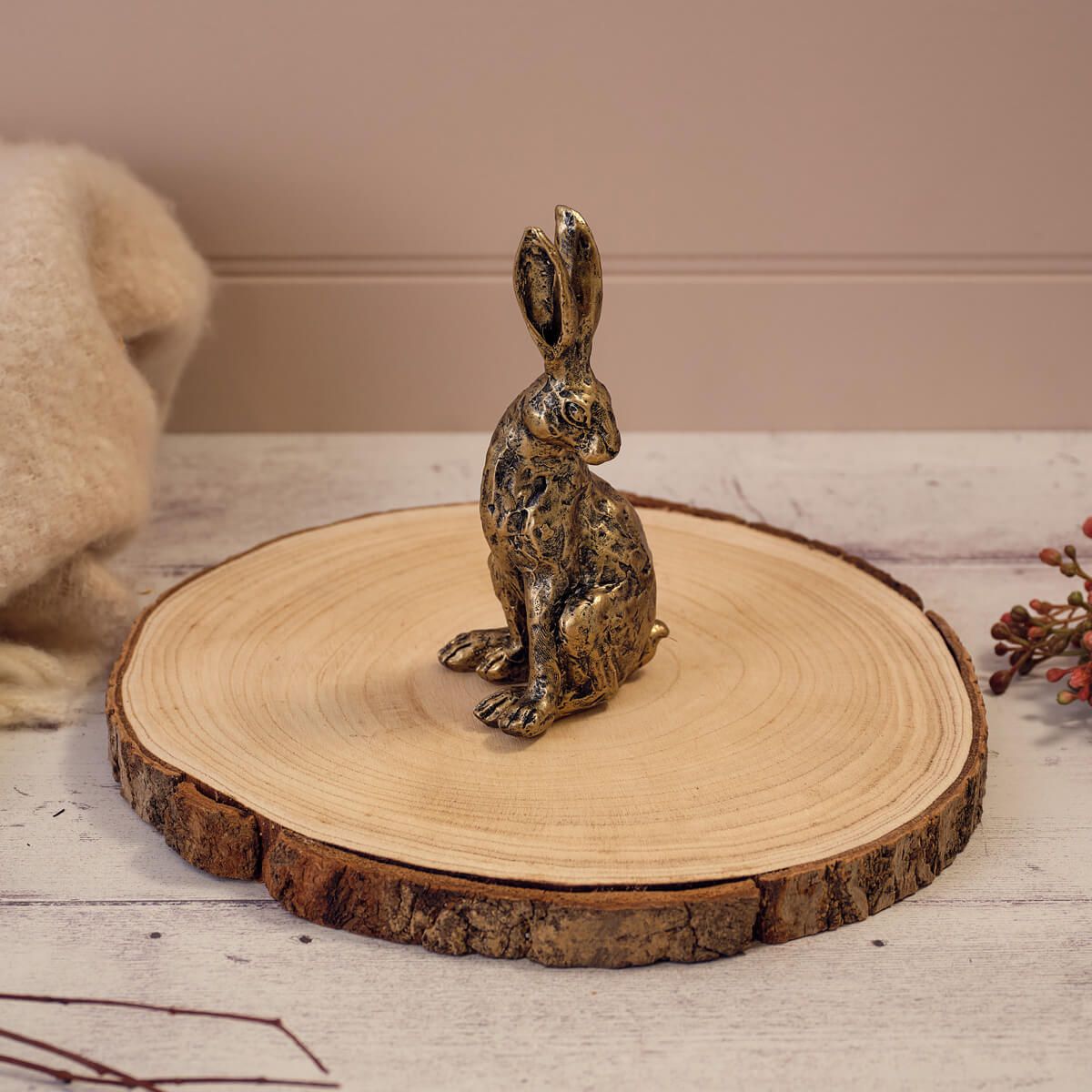 Hare Sitting Bronze Colour Resin Sitting Ornament - RUTHERFORD & Co