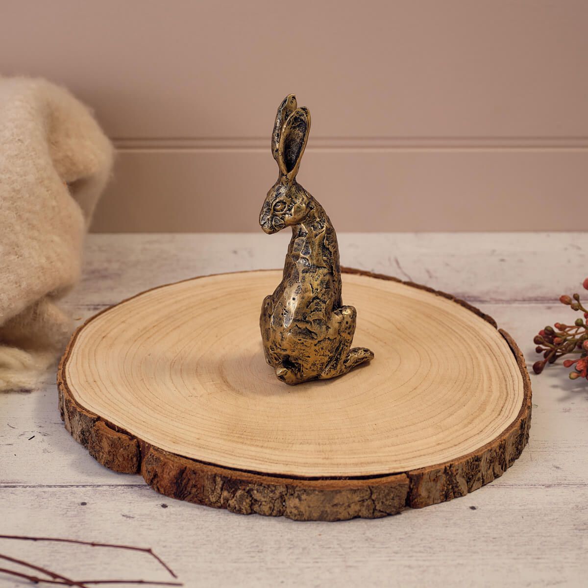 Hare Sitting Bronze Colour Resin Sitting Ornament - RUTHERFORD & Co