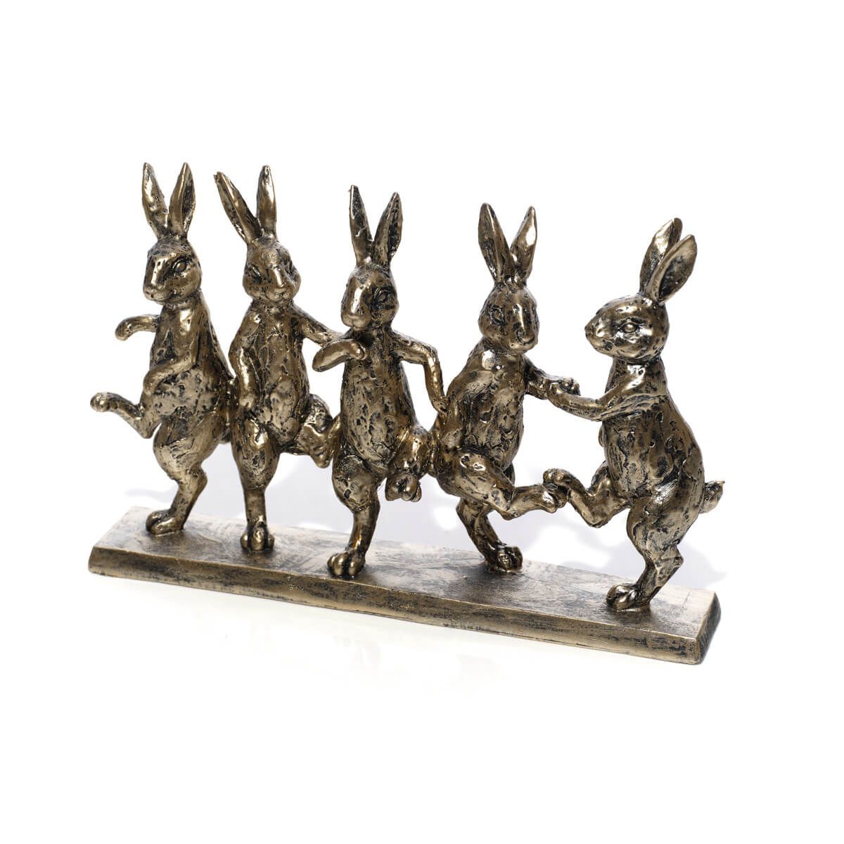Hares Dancing Bronze Colour Resin Ornament - RUTHERFORD & Co