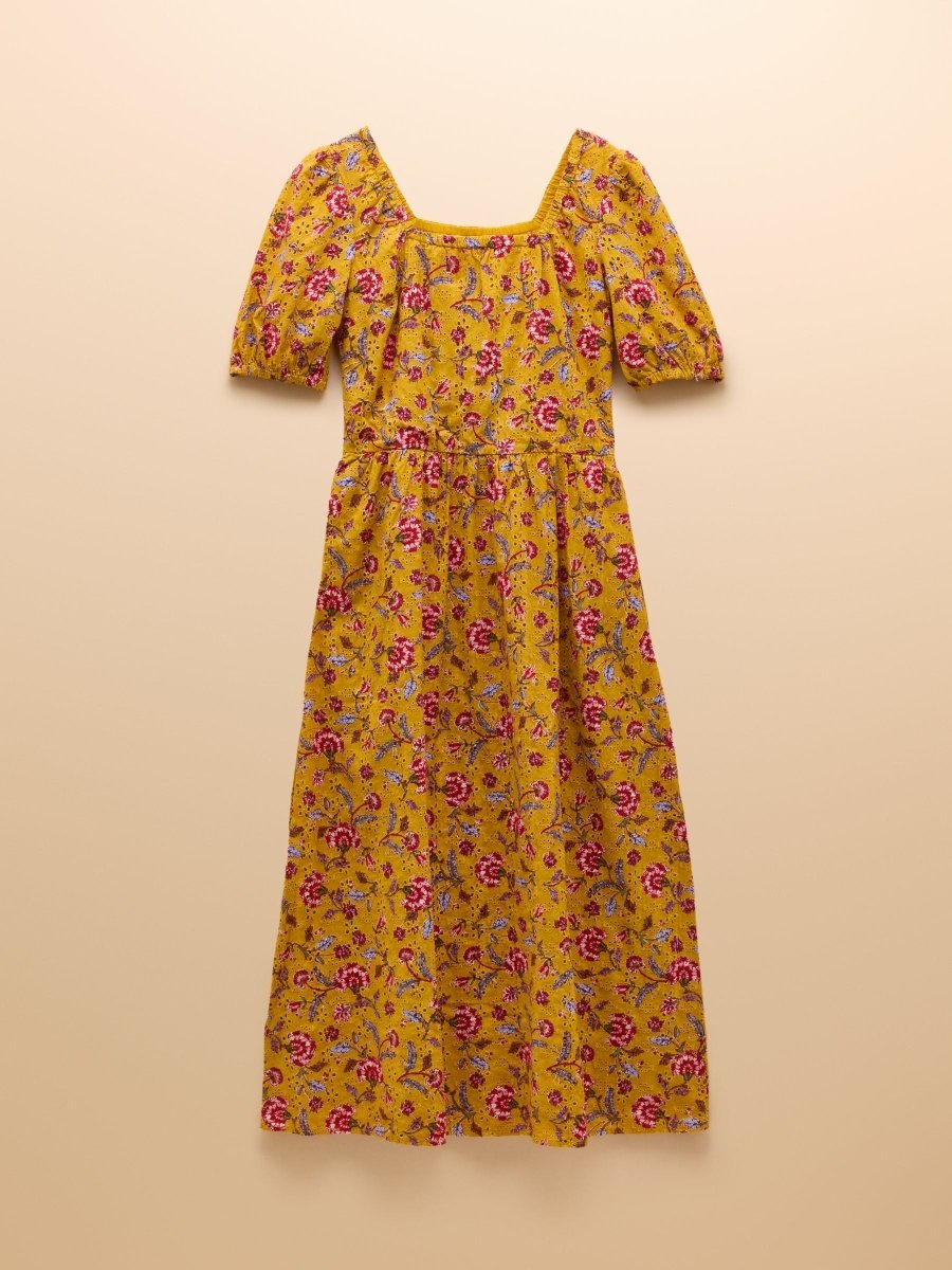 Harlow Yellow Floral Broderie Dress - RUTHERFORD & Co
