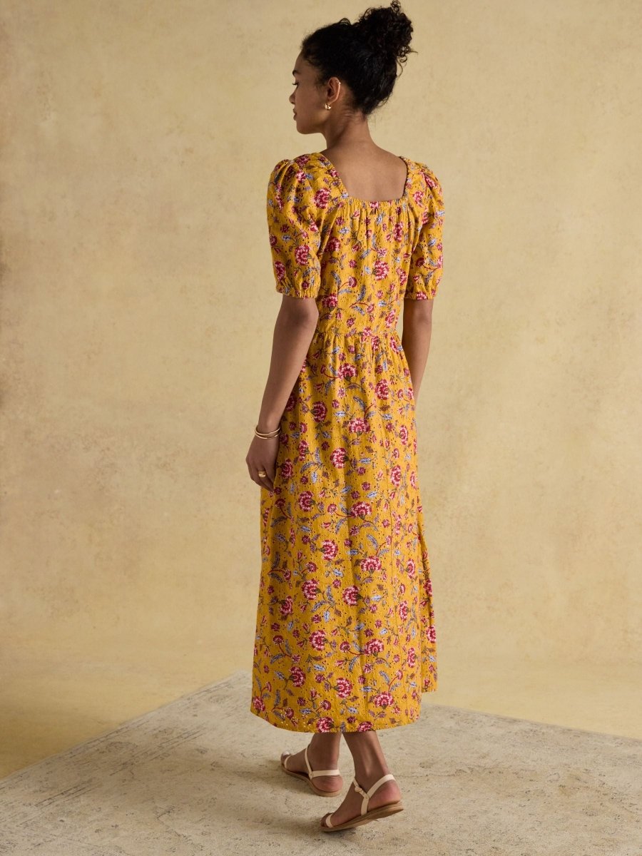 Harlow Yellow Floral Broderie Dress - RUTHERFORD & Co