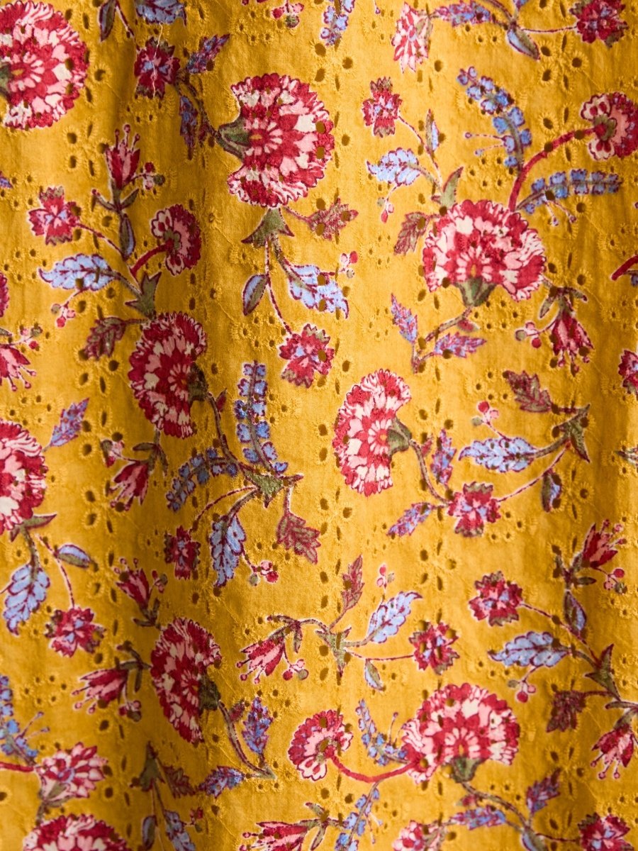 Harlow Yellow Floral Broderie Dress - RUTHERFORD & Co
