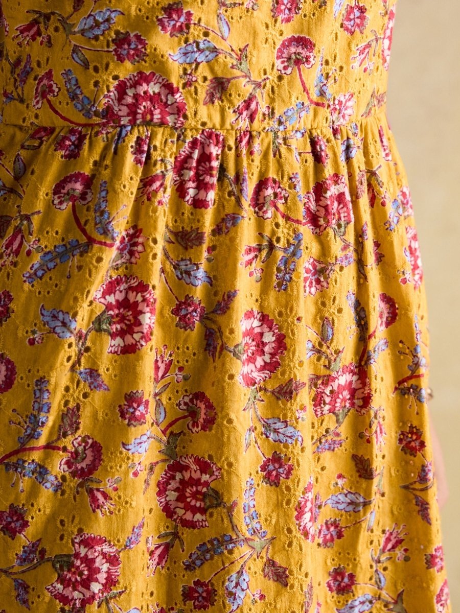 Harlow Yellow Floral Broderie Dress - RUTHERFORD & Co