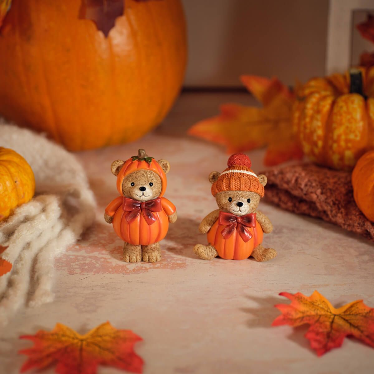 Harvest Home Resin Pumpkin Bear Ornament - RUTHERFORD & Co