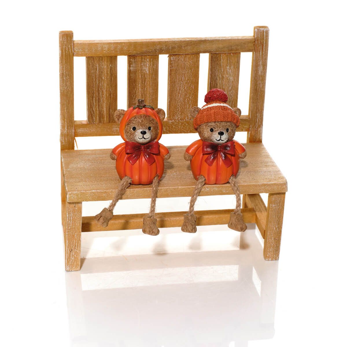 Harvest Home Resin Pumpkin Bear Shelf Sitter Ornament - RUTHERFORD & Co
