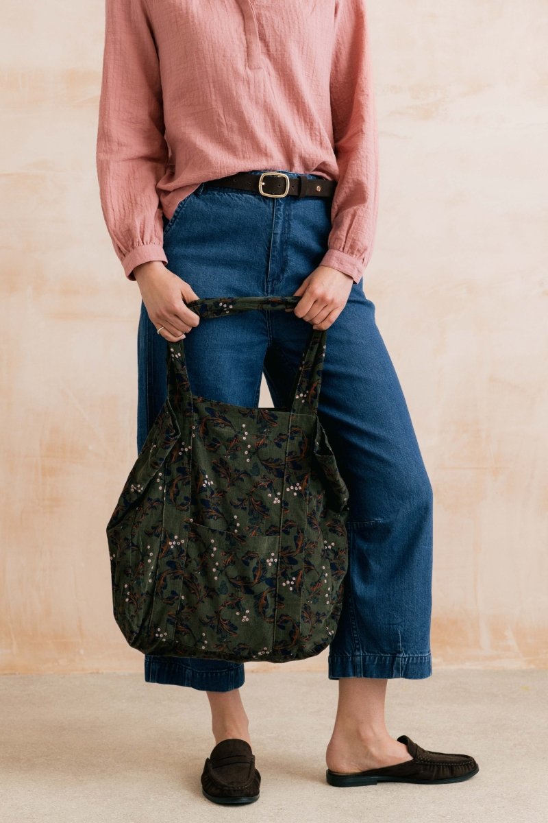 Harvest Printed Cord Tote Bag Dark Olive - RUTHERFORD & Co