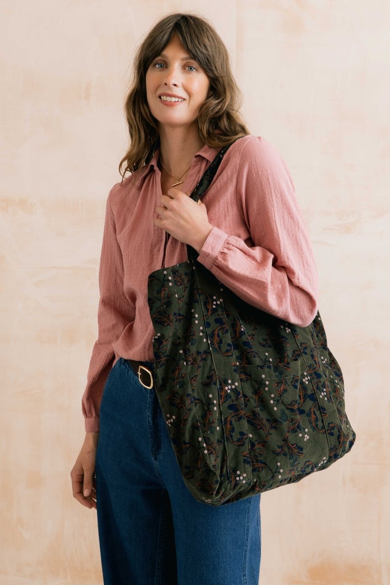 Harvest Printed Cord Tote Bag Dark Olive - RUTHERFORD & Co