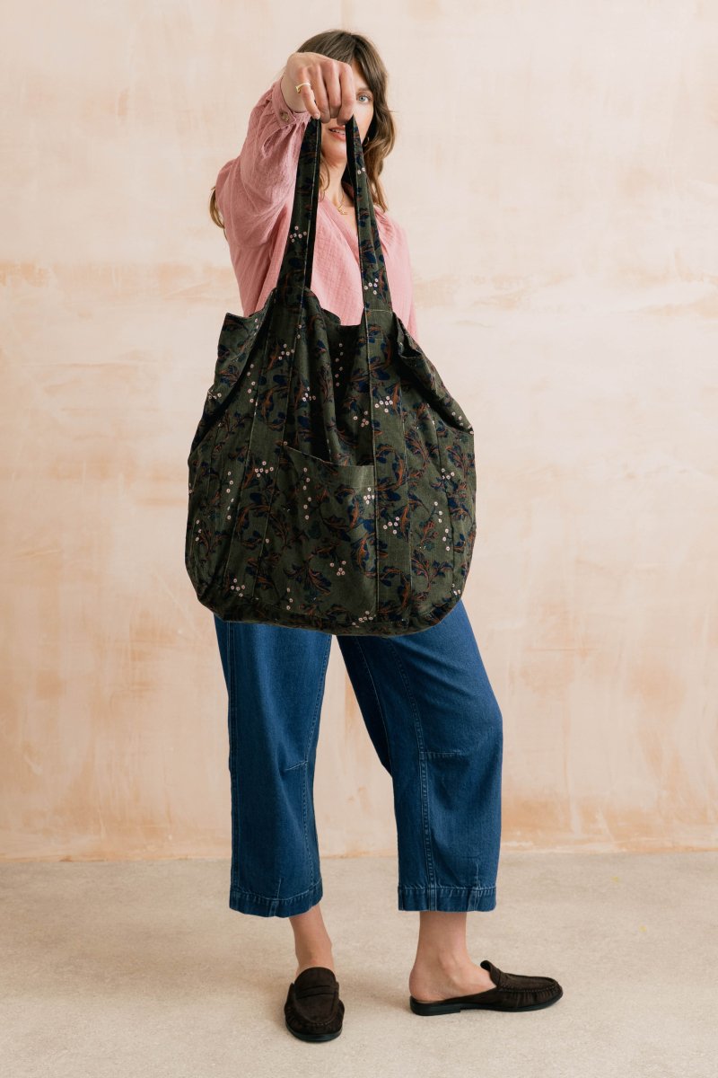Harvest Printed Cord Tote Bag Dark Olive - RUTHERFORD & Co