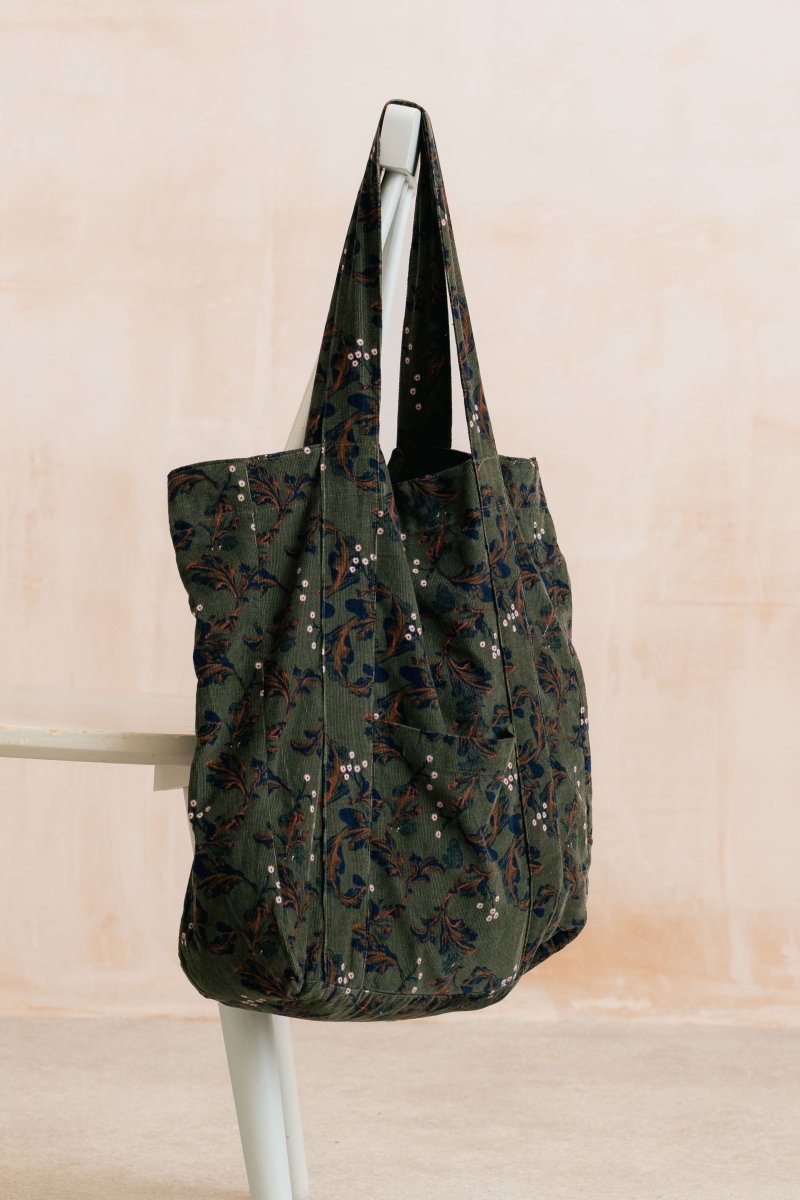 Harvest Printed Cord Tote Bag Dark Olive - RUTHERFORD & Co