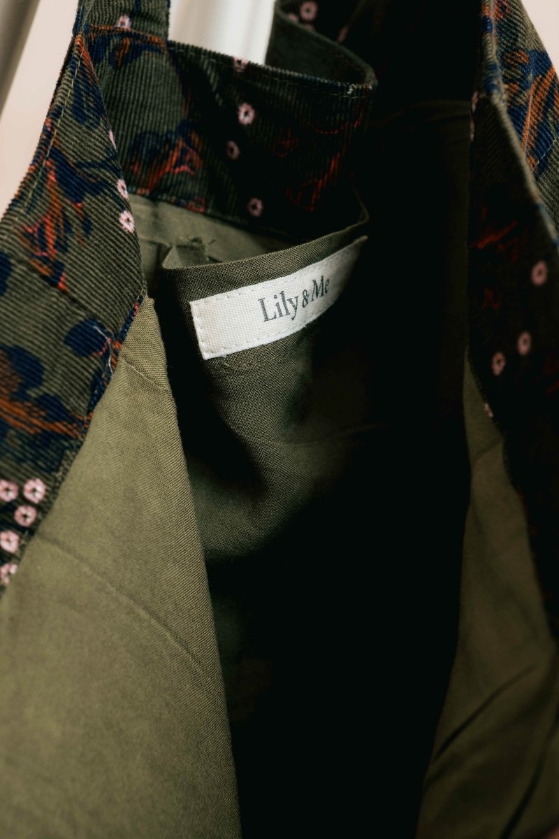Harvest Printed Cord Tote Bag Dark Olive - RUTHERFORD & Co