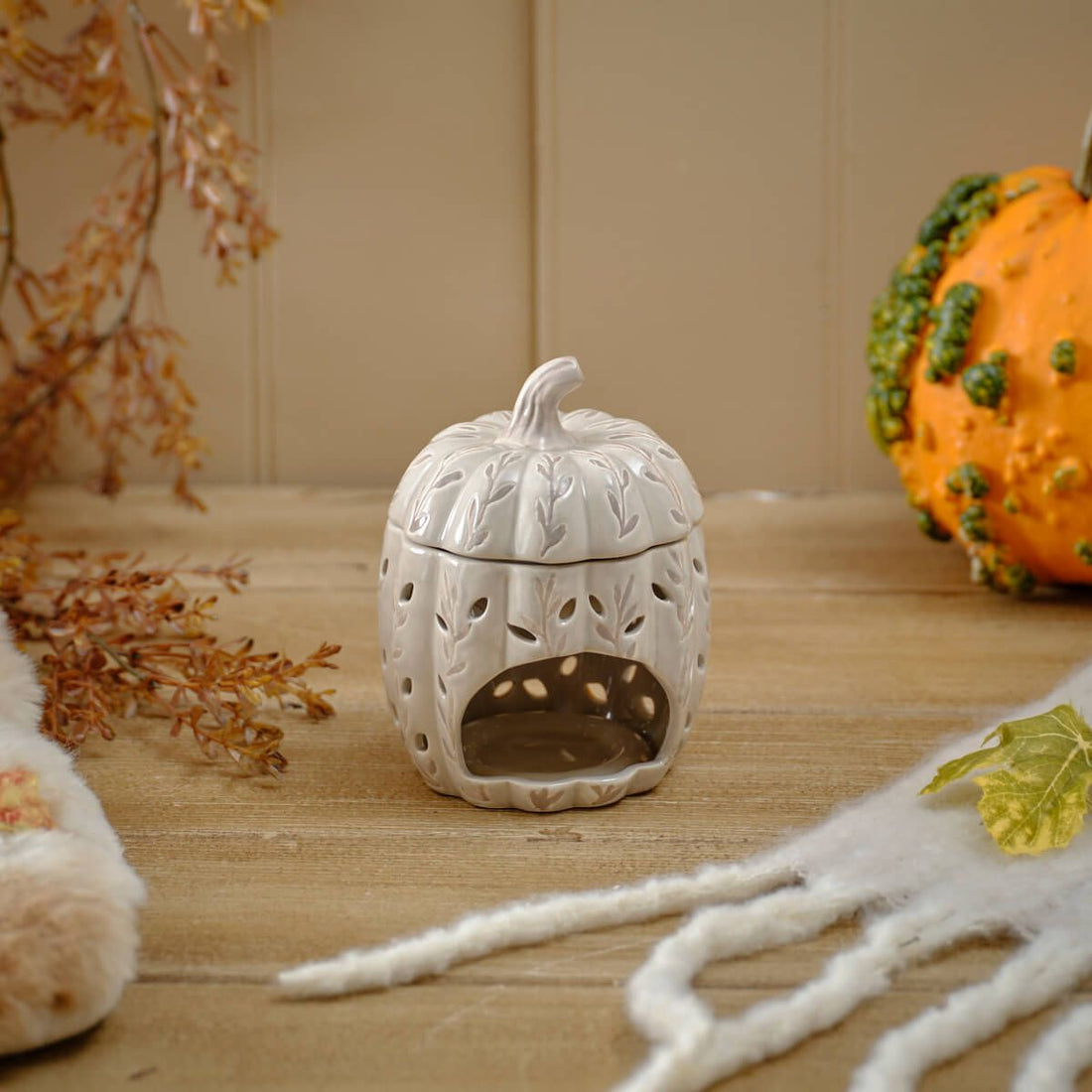 Harvest Pumpkin Ceramic Wax Melt Burner with Lid - RUTHERFORD & Co