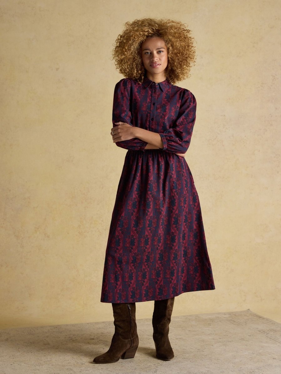 Hazel Burgundy Red Jersey Shirt Dress - RUTHERFORD & Co