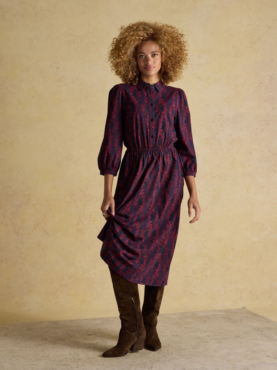 Hazel Burgundy Red Jersey Shirt Dress - RUTHERFORD & Co