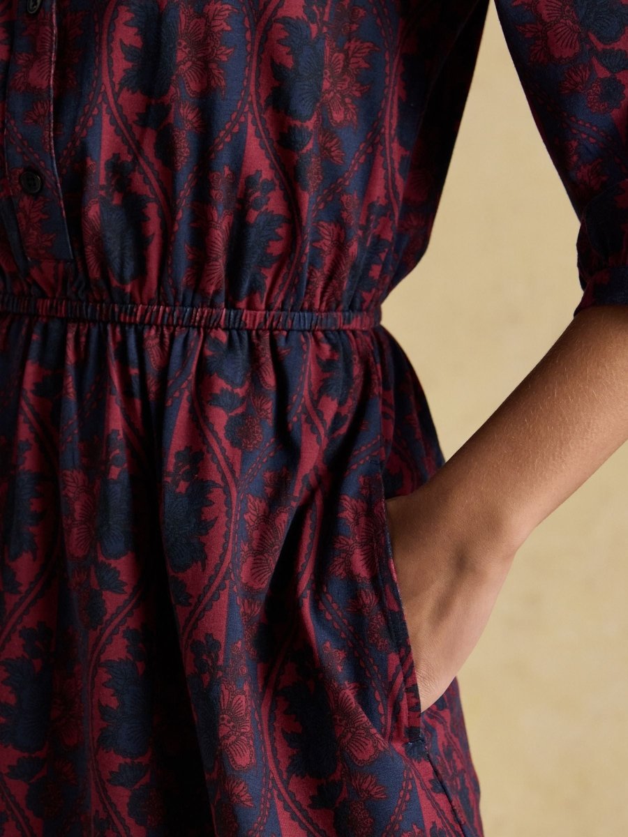Hazel Burgundy Red Jersey Shirt Dress - RUTHERFORD & Co
