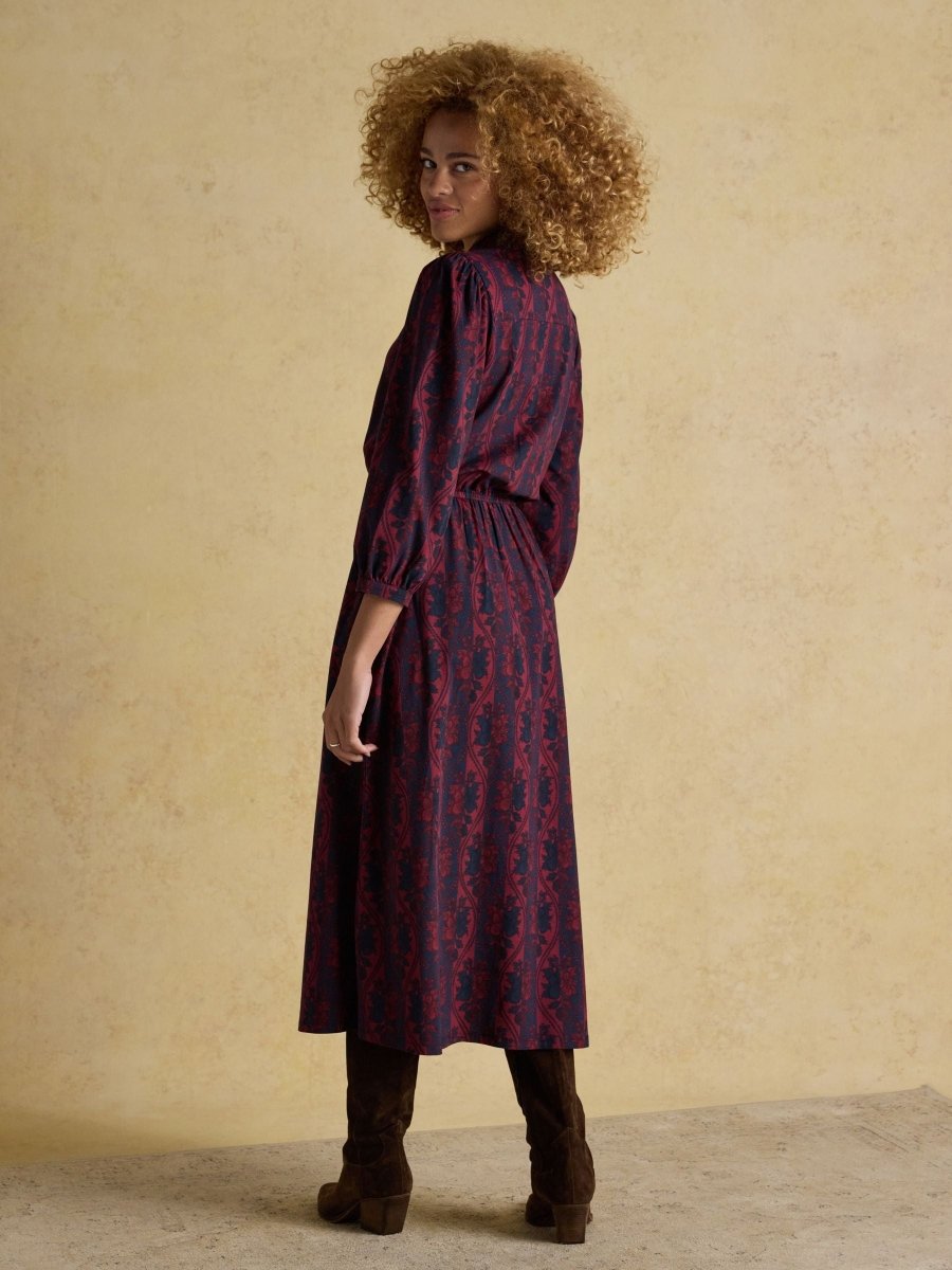 Hazel Burgundy Red Jersey Shirt Dress - RUTHERFORD & Co