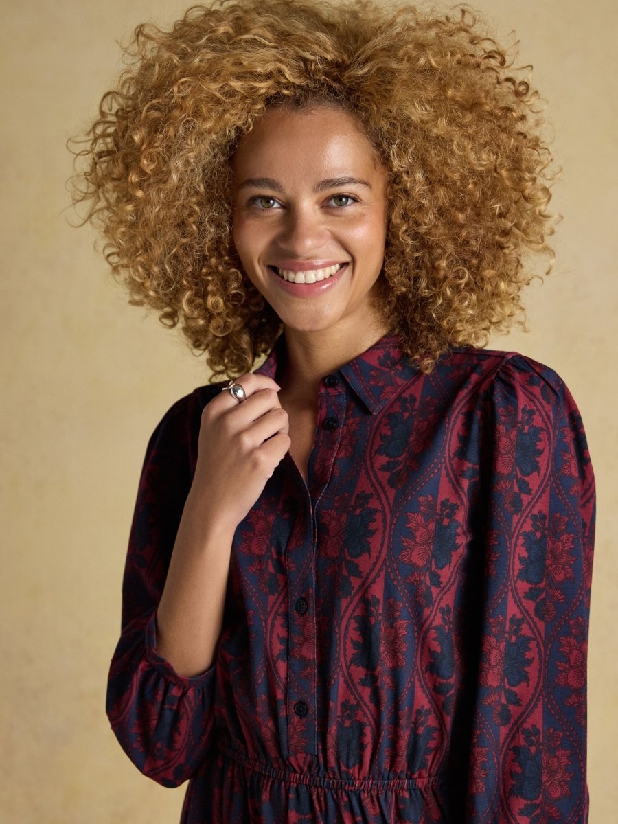 Hazel Burgundy Red Jersey Shirt Dress - RUTHERFORD & Co