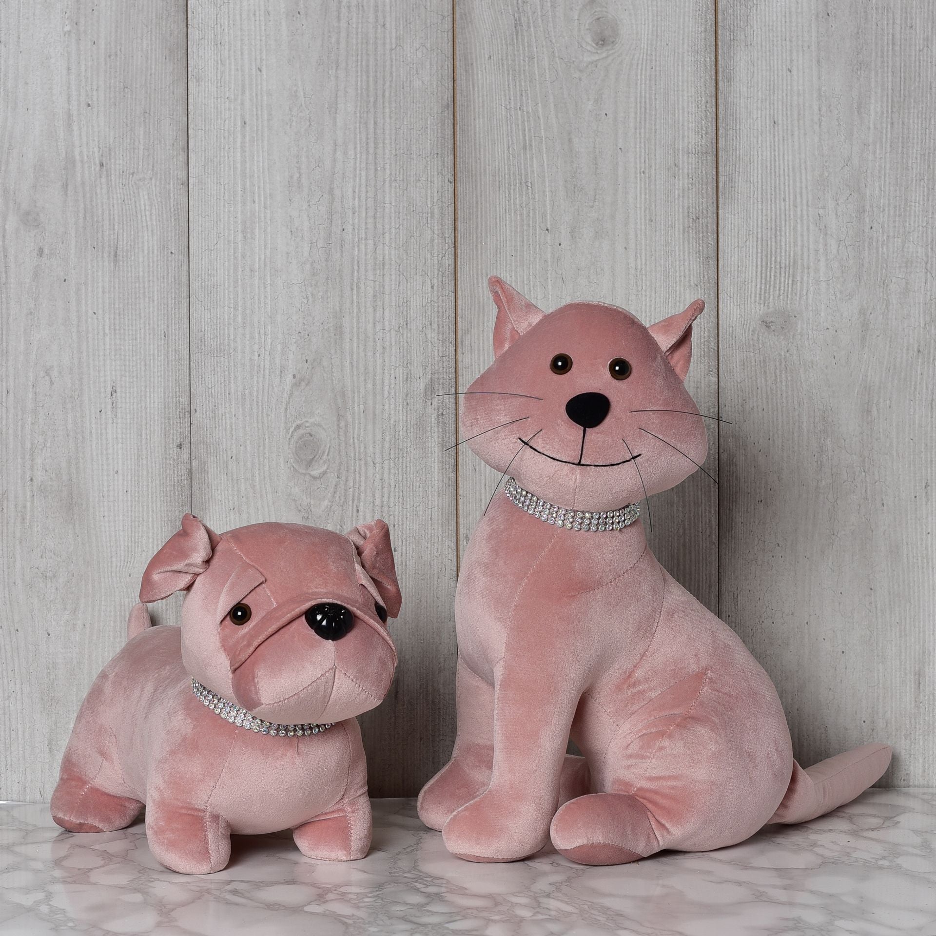 Hestia Blush Dog with Diamante Collar Door Stop