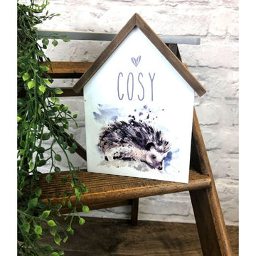 HEDGEHOG HOUSE BLOCK WHITE WOOD WATERCOLOUR BACKGROUND - RUTHERFORD & Co