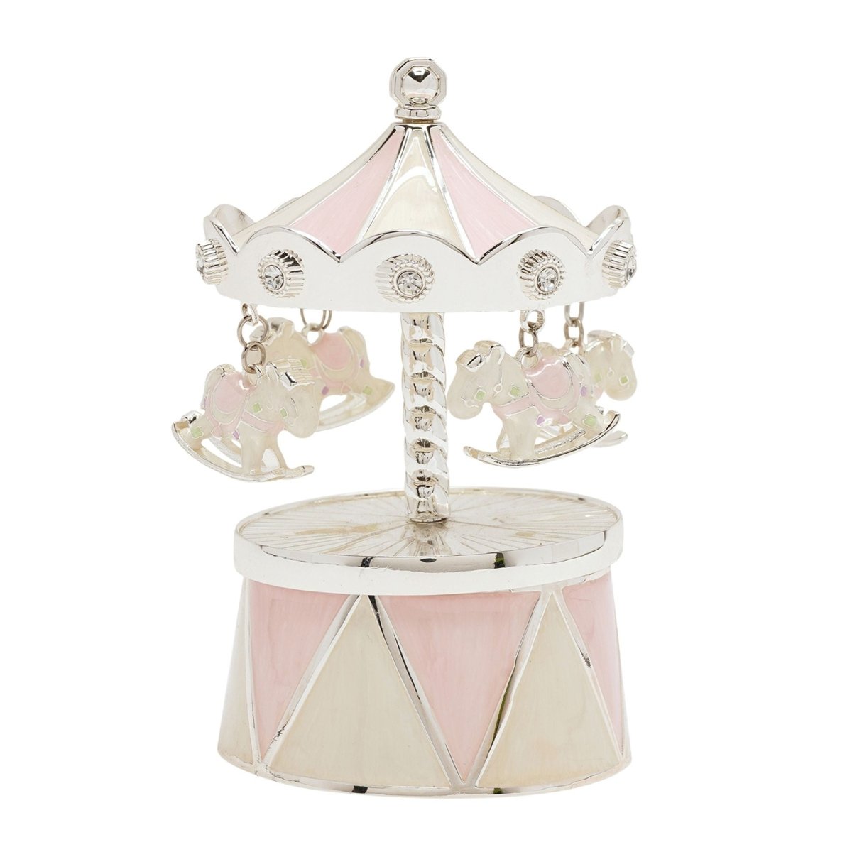 Hello Baby Silverplated Carousel Music Box Pink - RUTHERFORD & Co