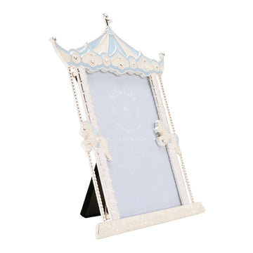 Hello Baby Silverplated Carousel Photo Frame Blue 6x4" - RUTHERFORD & Co