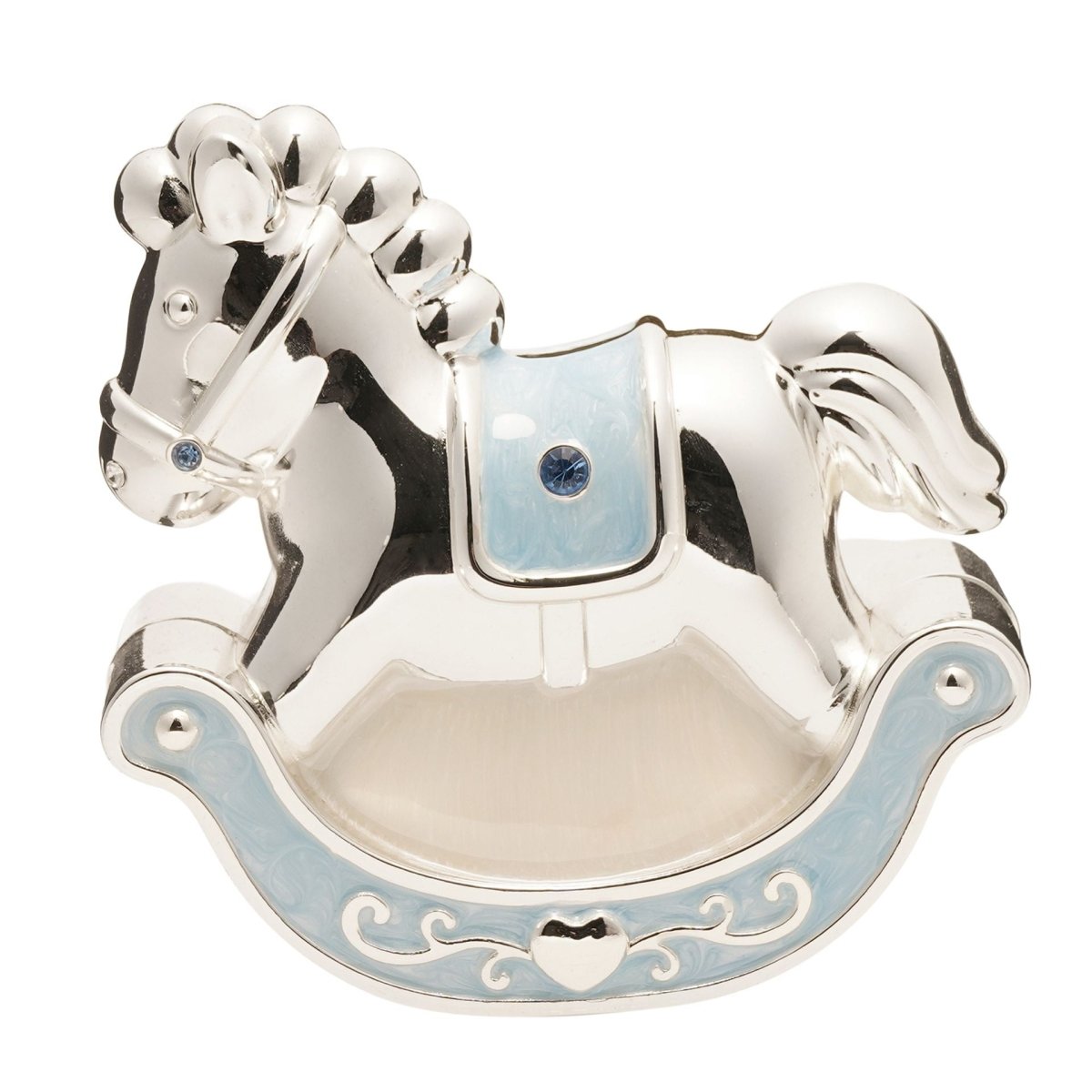 Hello Baby Silverplated Rocking Horse Money Box Blue - RUTHERFORD & Co