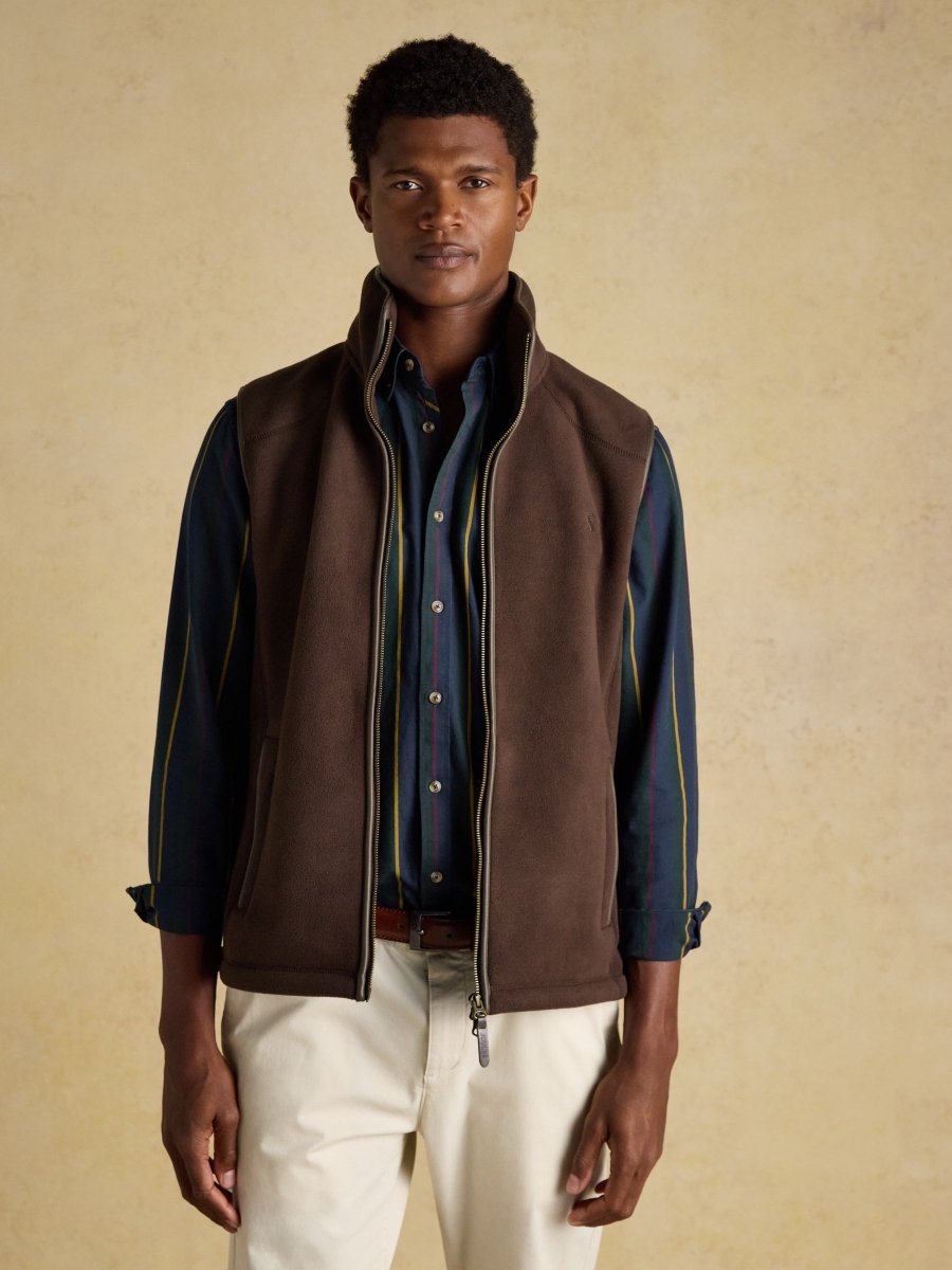 Heritage Fleece Brown Gilet - RUTHERFORD & Co