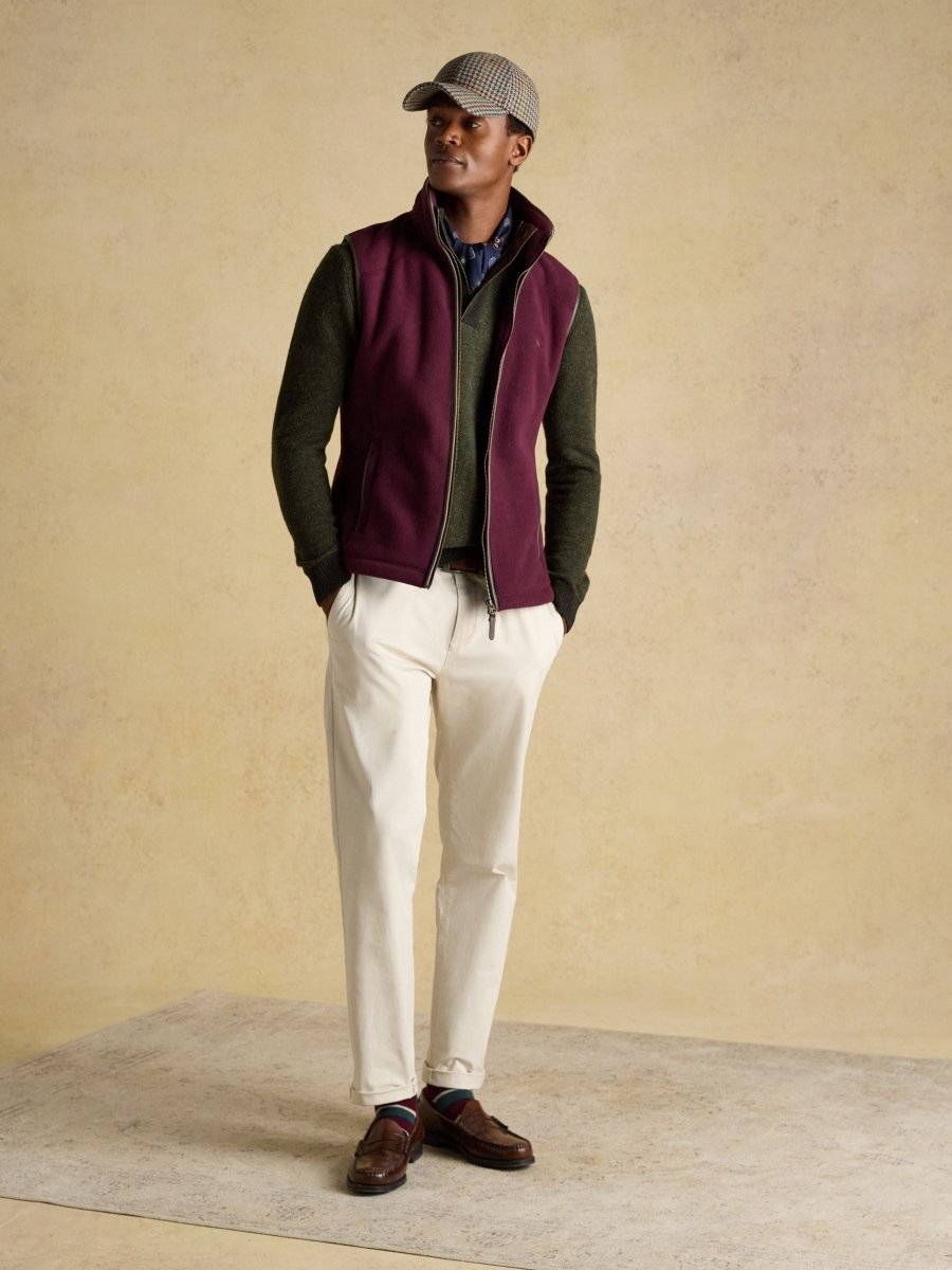 Heritage Fleece Burgundy Gilet - RUTHERFORD & Co