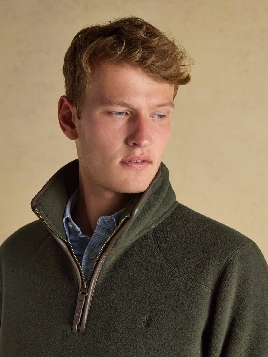 Heritage Fleece Dark Green Quarter Zip - RUTHERFORD & Co