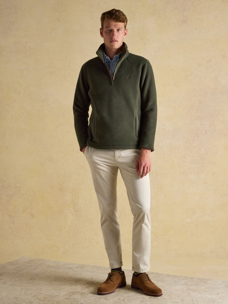 Heritage Fleece Dark Green Quarter Zip - RUTHERFORD & Co