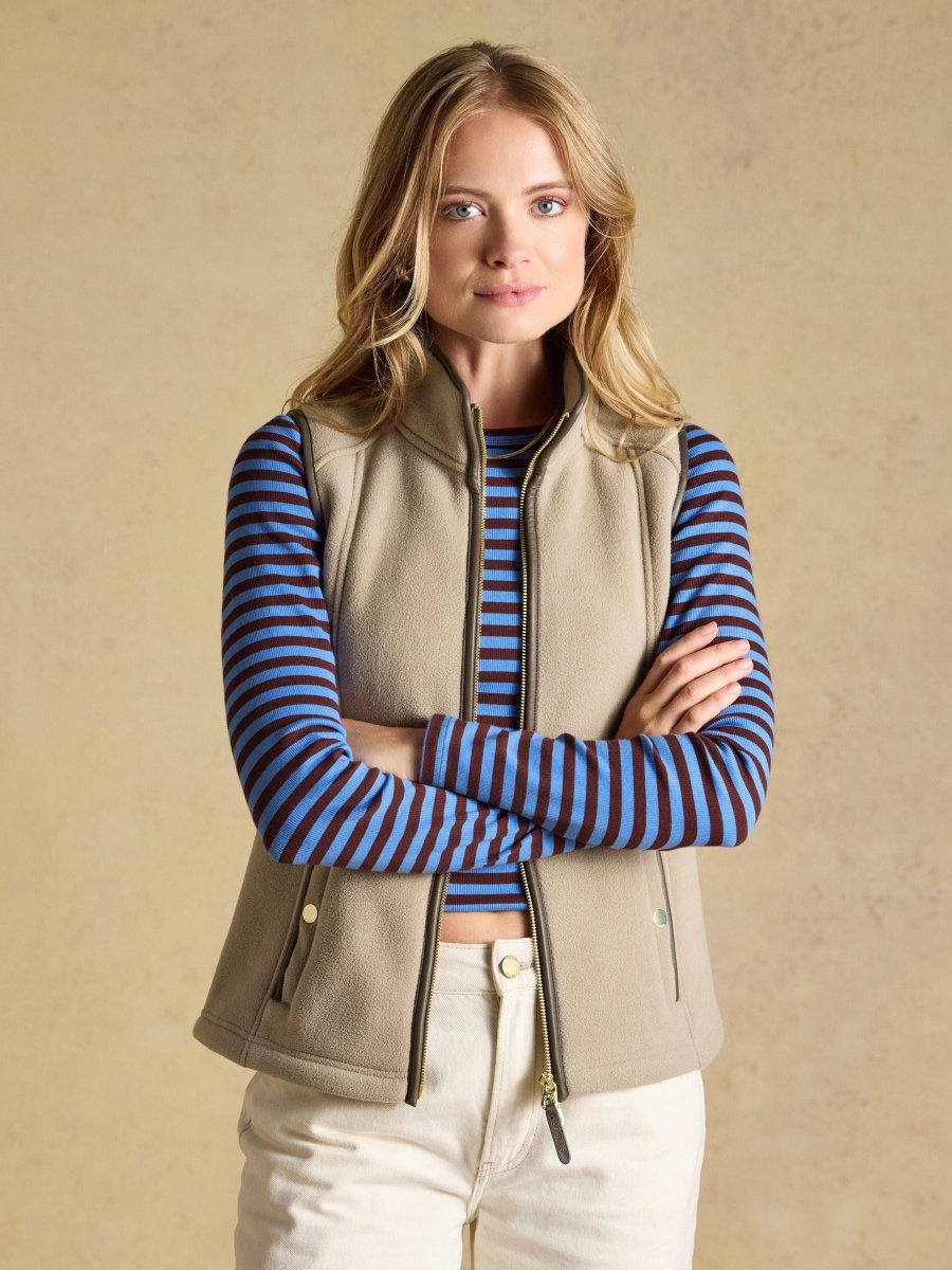 Heritage Mink Brown Regular Fleece Gilet - RUTHERFORD & Co