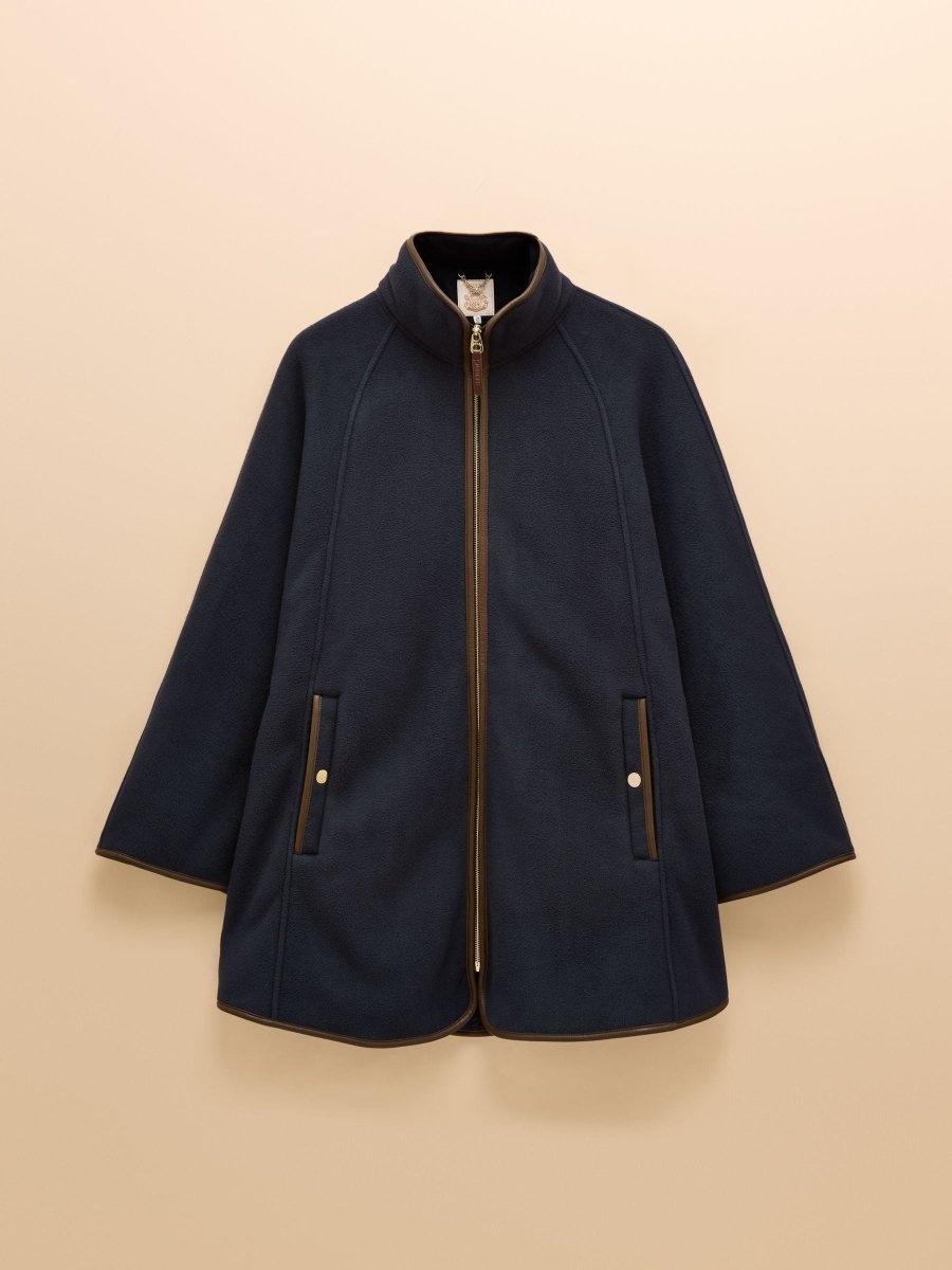 Heritage Navy Fleece Longline Cape - RUTHERFORD & Co