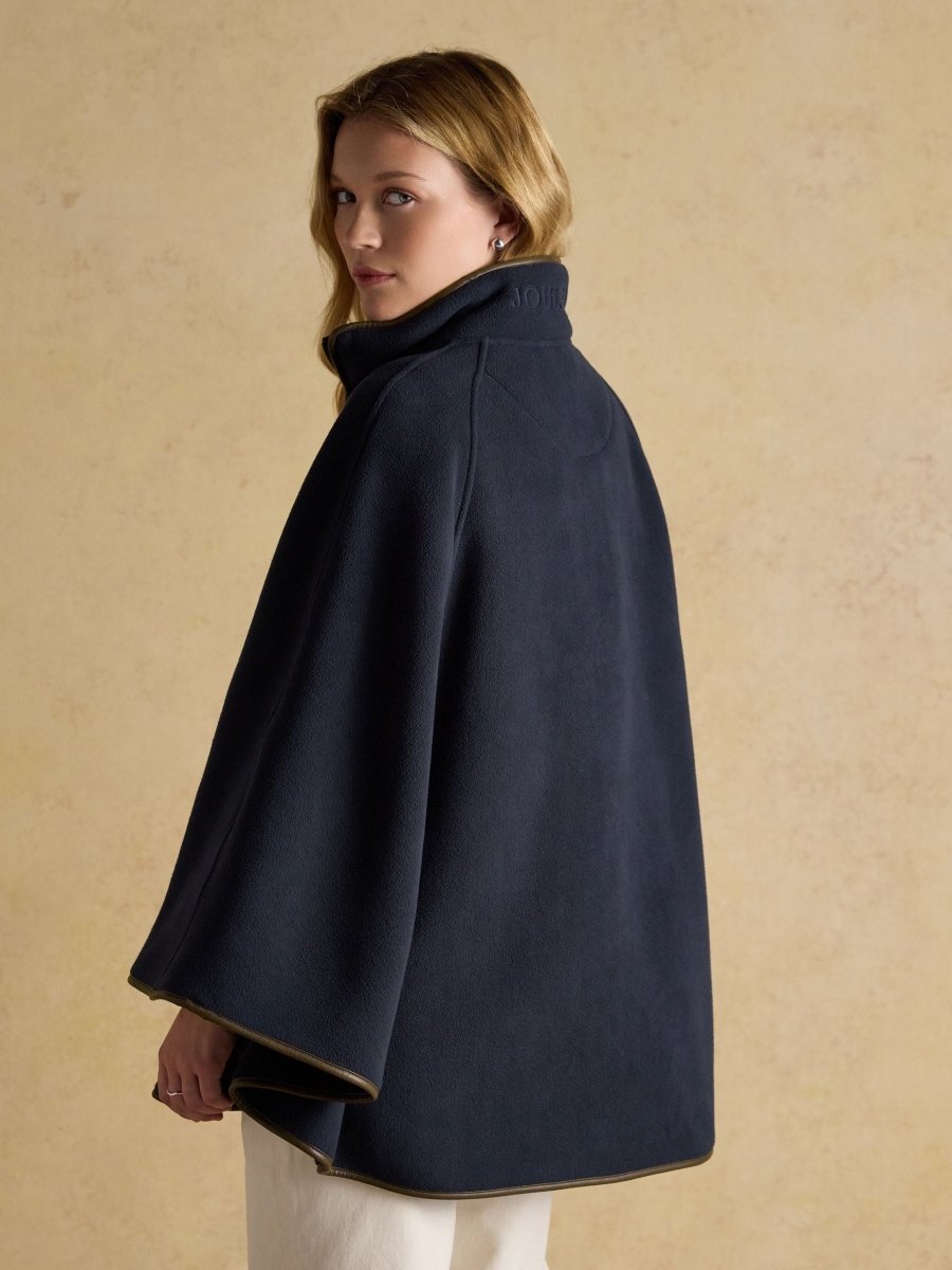 Heritage Navy Fleece Longline Cape - RUTHERFORD & Co