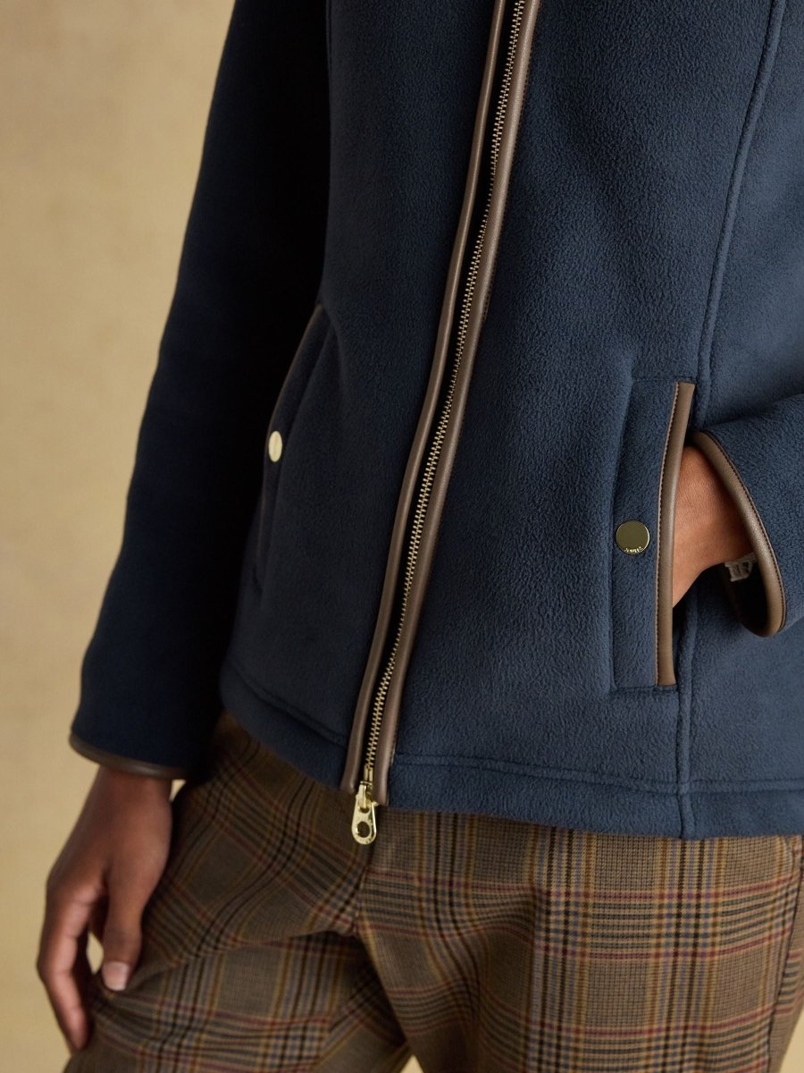 Heritage Navy Regular Zip Up Polar Fleece - RUTHERFORD & Co