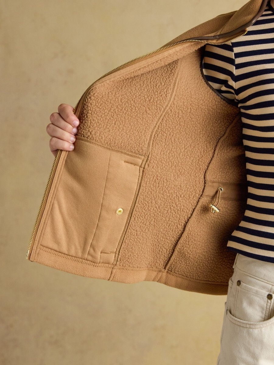Heritage Tan Fleece Gilet - RUTHERFORD & Co