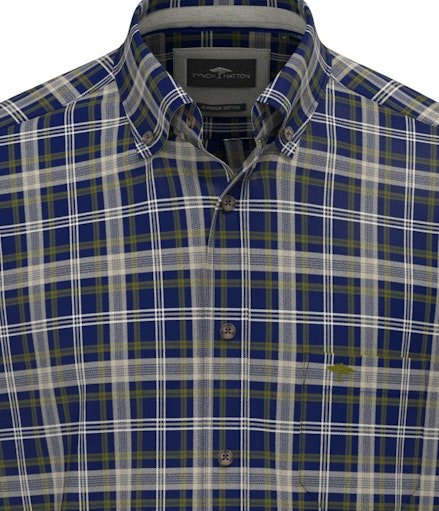 Herringbone Check, B.D., 1/1 - Ink Blue - RUTHERFORD & Co