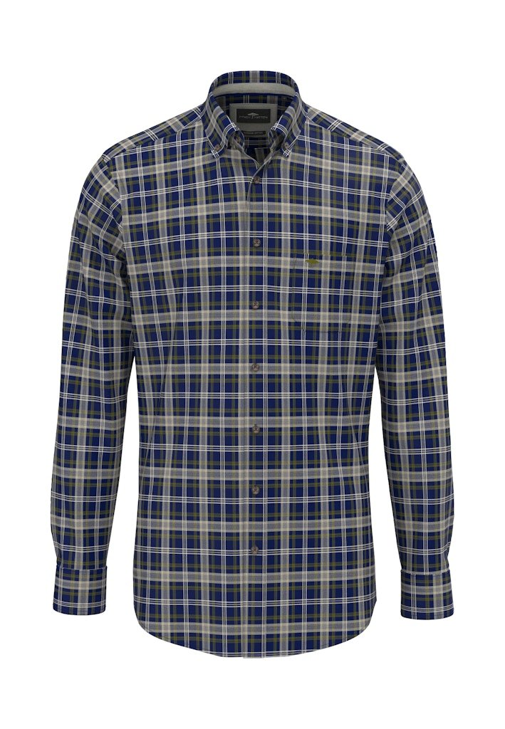 Herringbone Check, B.D., 1/1 - Ink Blue - RUTHERFORD & Co