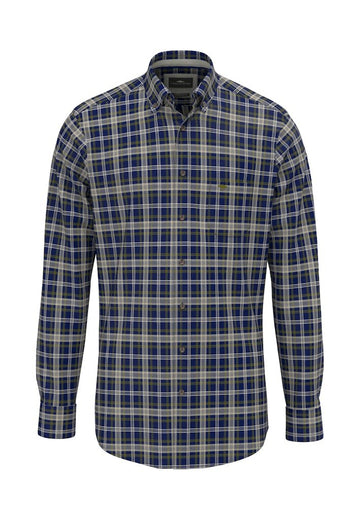 Herringbone Check, B.D., 1/1 - Ink Blue - RUTHERFORD & Co