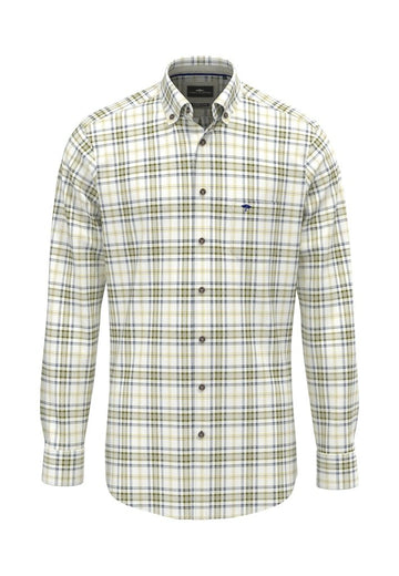 Herringbone Check, B.D., 1/1 - Moss - RUTHERFORD & Co