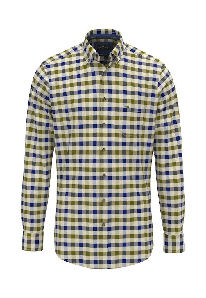 Herringbone Check, B.D., 1/1 - Moss - RUTHERFORD & Co